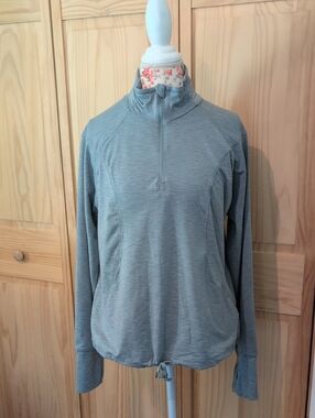 Apana Heathered Light Blue Half-Zip Pullover Jacket